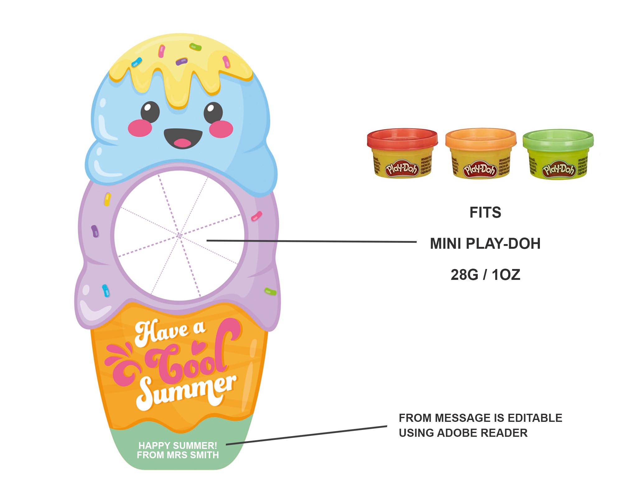 printable play doh holders, ice cream design printable play doh holders, ice cream design